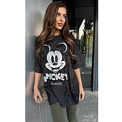 Жіноча футболка варенка "Mickey" OverSize Преміум Якість Розмір: Один 46- 50 (21316-1)