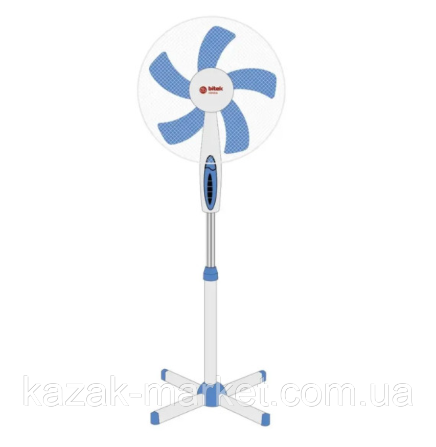 Стильний підлоговий вентилятор Електричний вентилятор підлоговий на ніжці Вентилятор 100 Вт BITEK 16" BT-1630W, фото 1