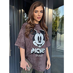Жіноча футболка варення "Mickey" OverSize (Один-колір або Мікс) Розмір: Одін 46- 50 (21316-2)