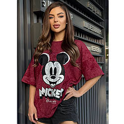 Футболка жіноча OverSize рукавиця "Мікі" (Один колір або Мікс) Розмір: Одін 46- 50 (21316-4)