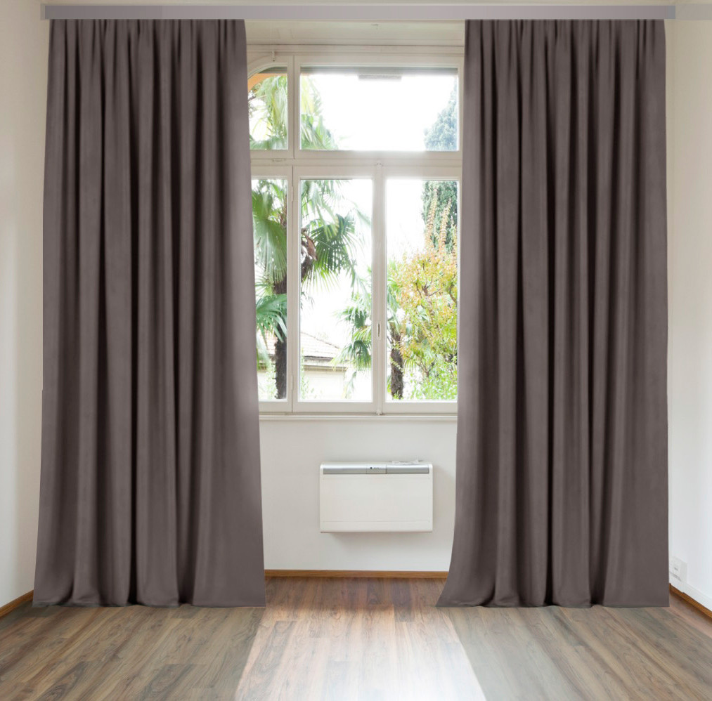 Комплект штор Блекаут Матовий 200х265 см 2 шт Сіро-коричневий, фото 1