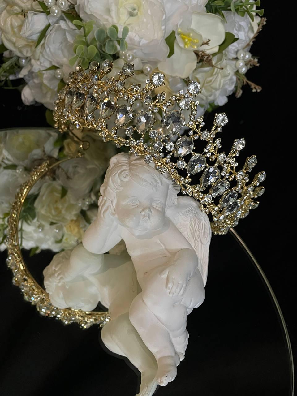 Золота діадема з камінням SWAROVSKI, висотою 5.5 см
