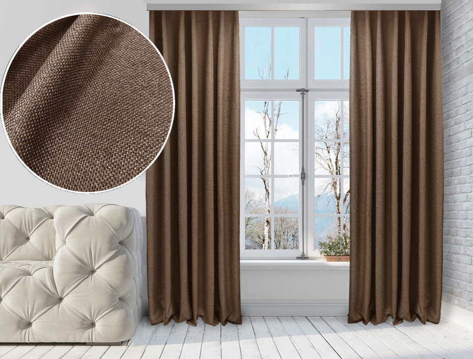 Комплект штор Льон-Блекаут 200х250 см 2 шт Світло-коричневі, фото 1