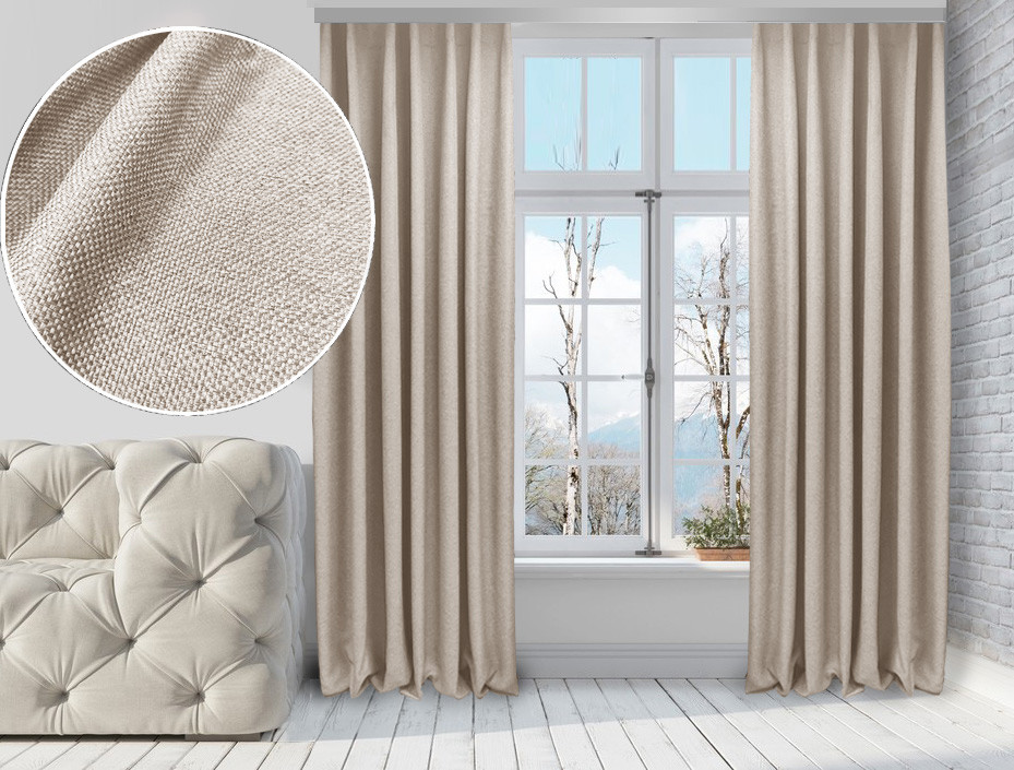 Комплект штор Льон-Блекаут 200х260 см 2 шт Світло-бежевих, фото 1