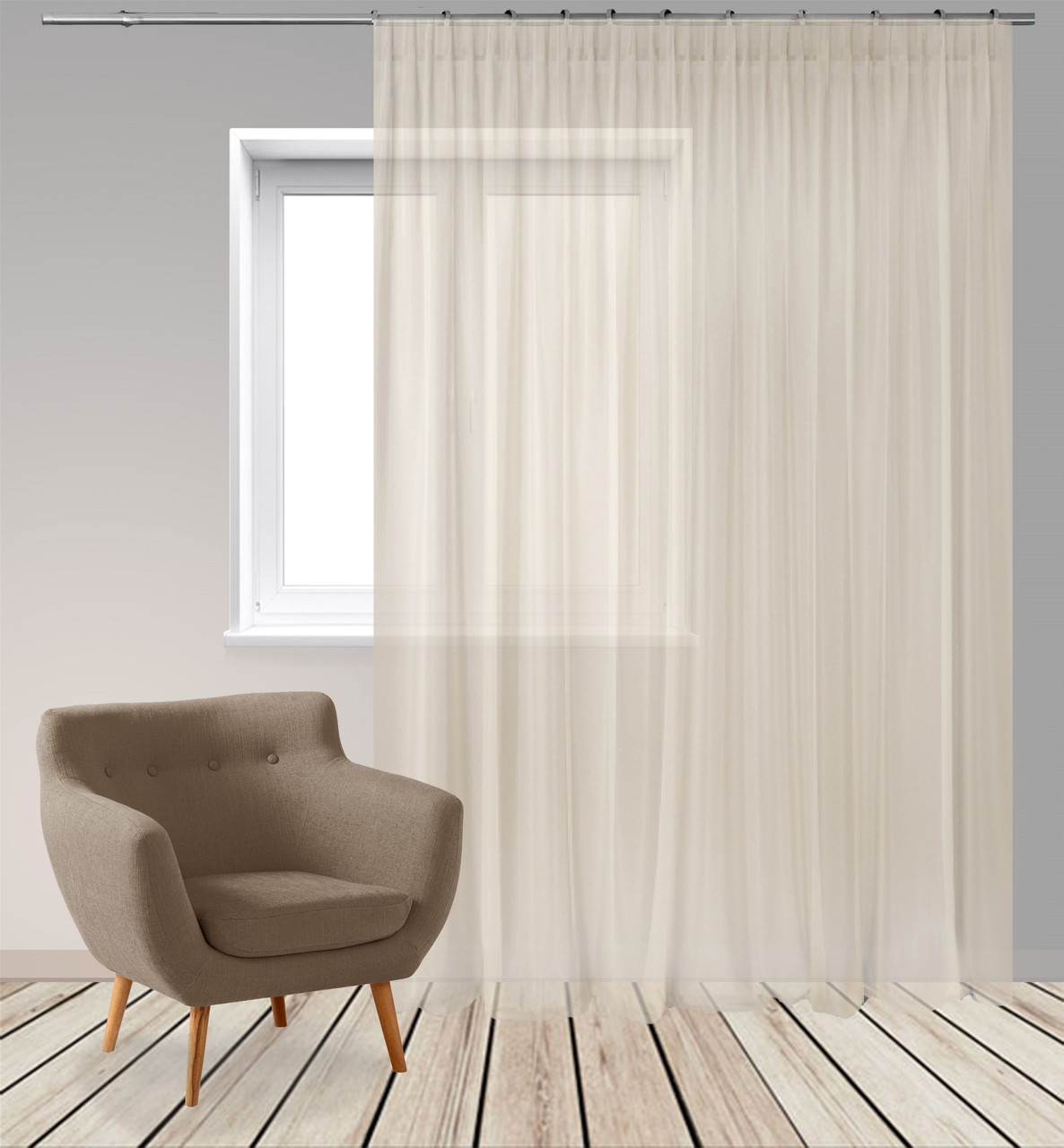 Тюль Бест Вуаль 500х240 з обважнювачем Світло-бежевий