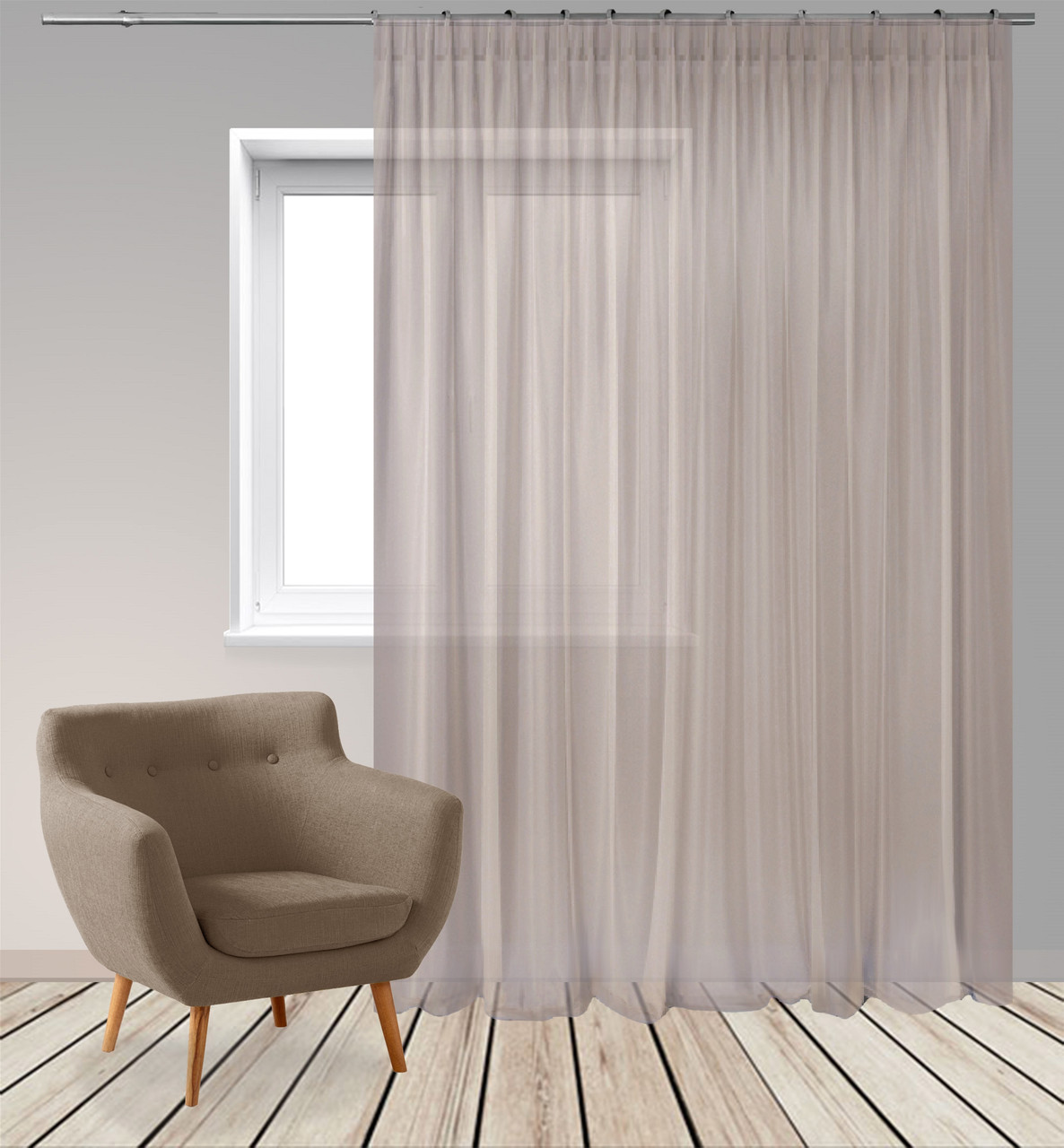 Тюль Бест Вуаль 600х240 з обважнювачем Капучино, фото 1