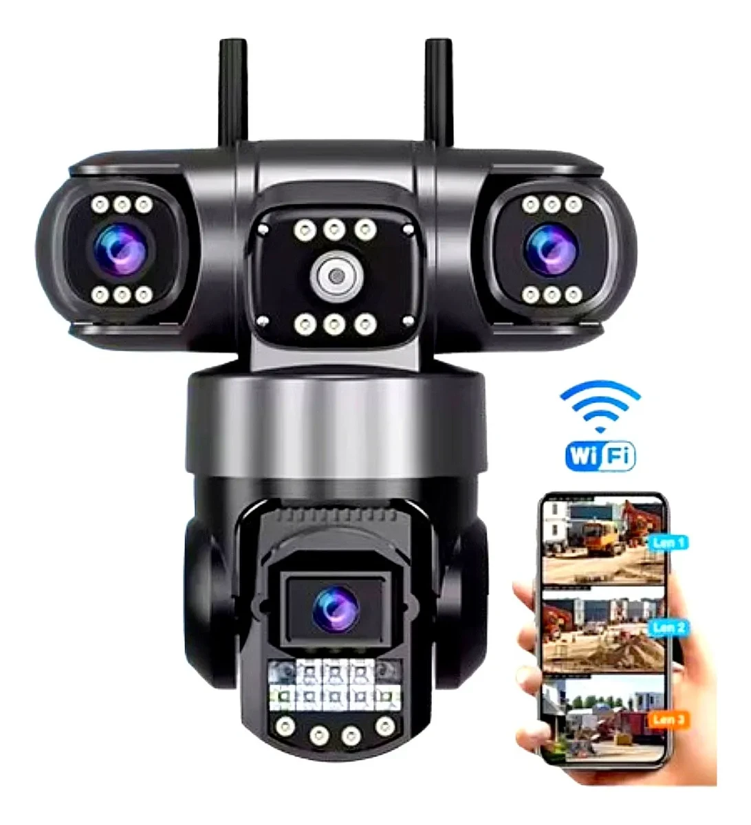 Вулична Wi-Fi IP камера відеоспостереження V380 Pro (3 Лінзи, 6MP, нічне бачення, датчик руху)