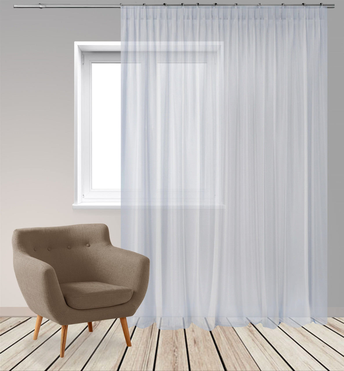 Тюль Бест Вуаль 400х250 з обважнювачем Сірий, фото 1