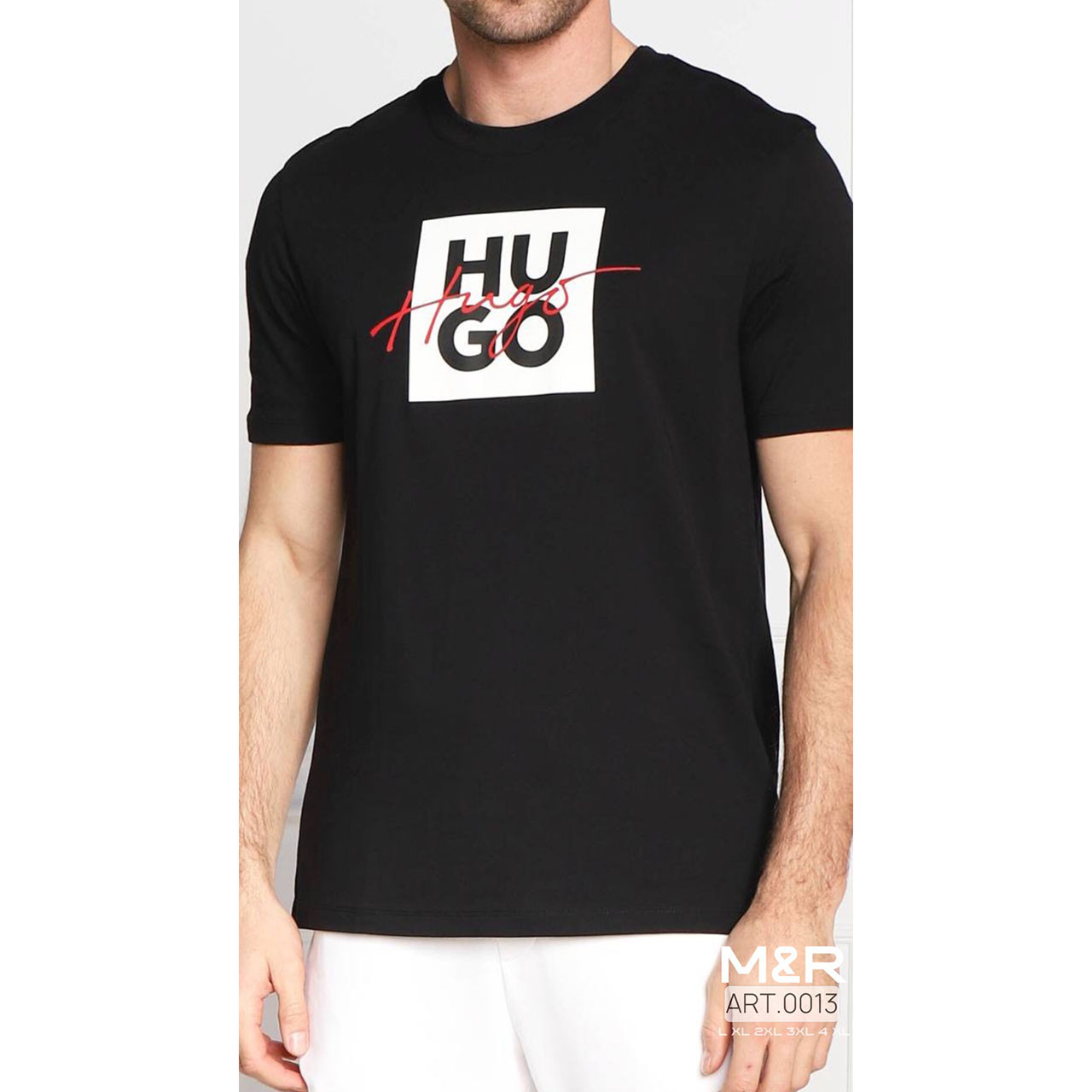 Чоловіча чорна футболка з білою накаткою Розміри: 46,48,50,52,54 (21318-1), фото 1