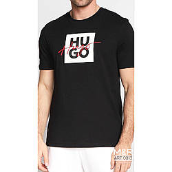 Чоловіча чорна футболка з білою накаткою Розміри: 46,48,50,52,54 (21318-1)