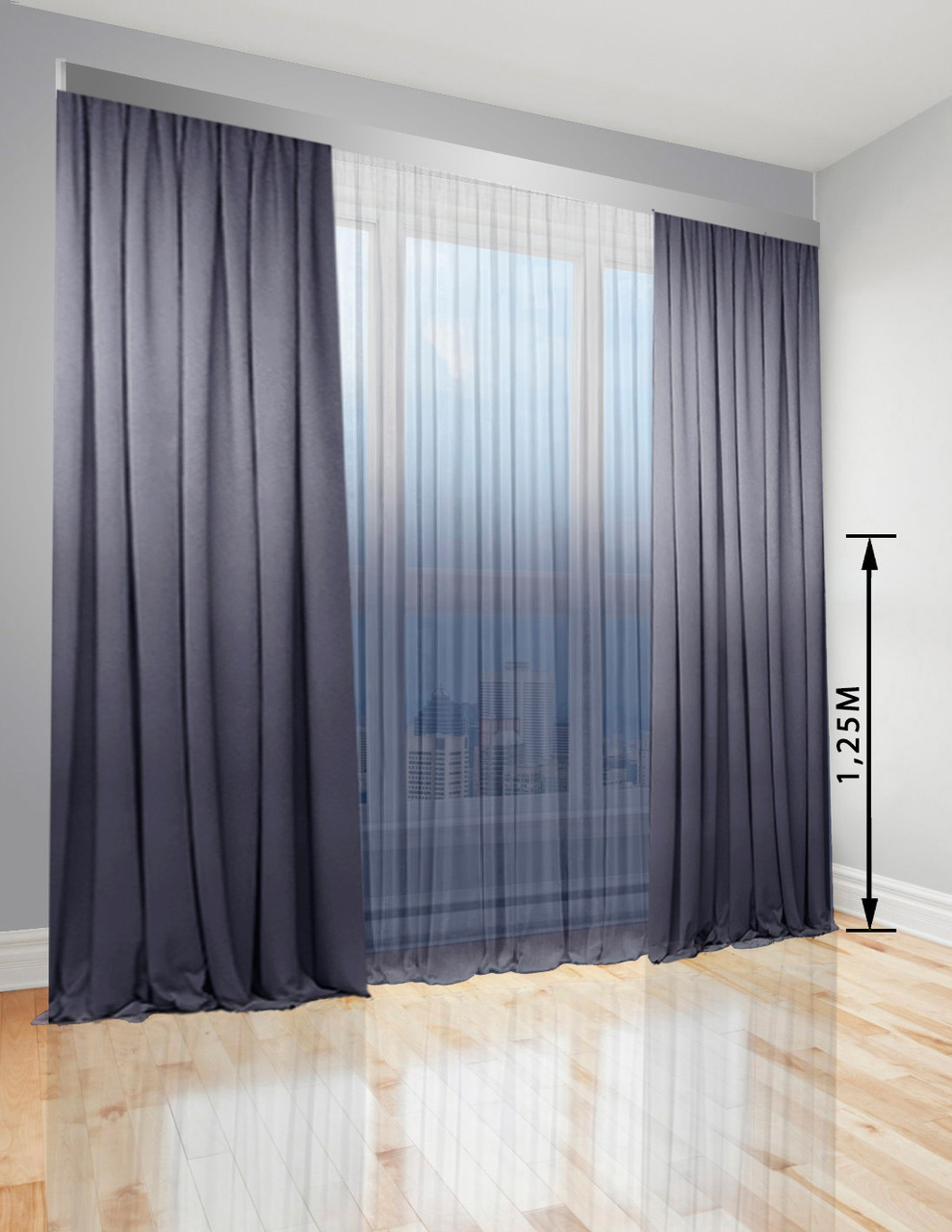 Комплект штор Di&Di Мікровелюр Градієнт 150х250 2 шт. Тюль Градієнт Батист прозорий 300х250 перехід від Сіро-блакитного в Білий