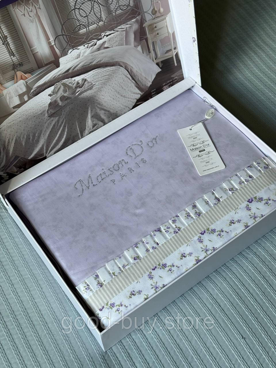 Постільна білизна Maison D&#039;or Roses lilac 200x220см сатин із стразами