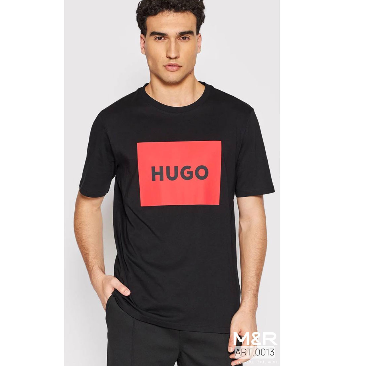 Чоловіча чорна футболка Х'юго (Люкс Якість) Розміри: 46,48,50,52,54 (21318-3), фото 1