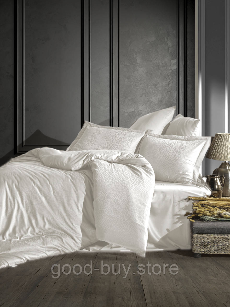 Постільна білизна Saheser Austin ecru євро 200х220 сатин-жакард