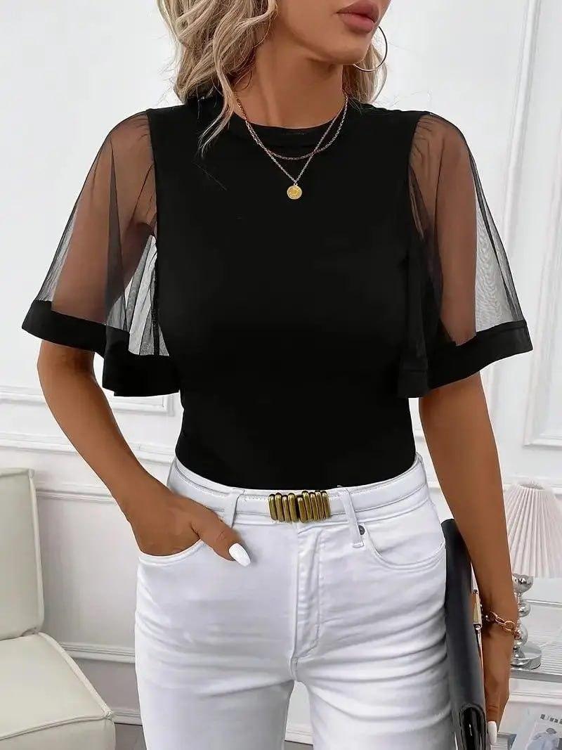 Жіноча блуза з прозорими рукавами,РОЗМІР ТІЛЬКИ 46, фото 1