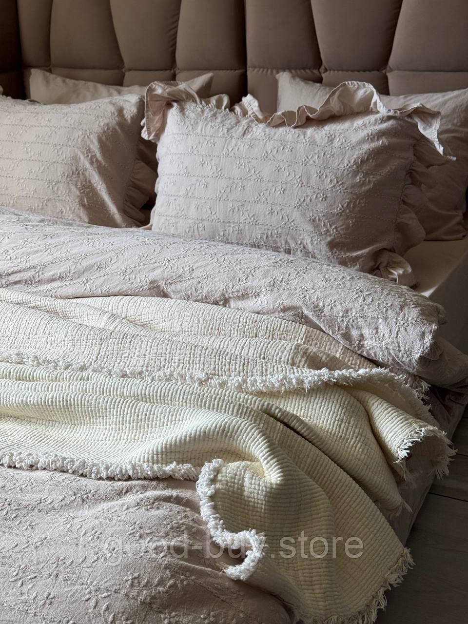 Постільна білизна Resital bej євро 200х220 jacquard, фото 1