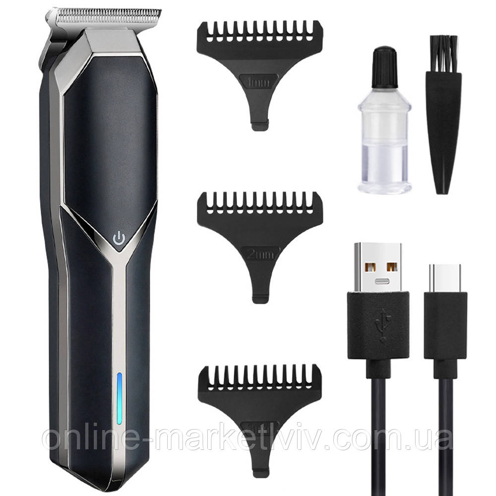 Акумуляторна машинка для стрижки волосся, +3 насадки, від USB, V-930 / Бездротовий триммер для стрижки, фото 1