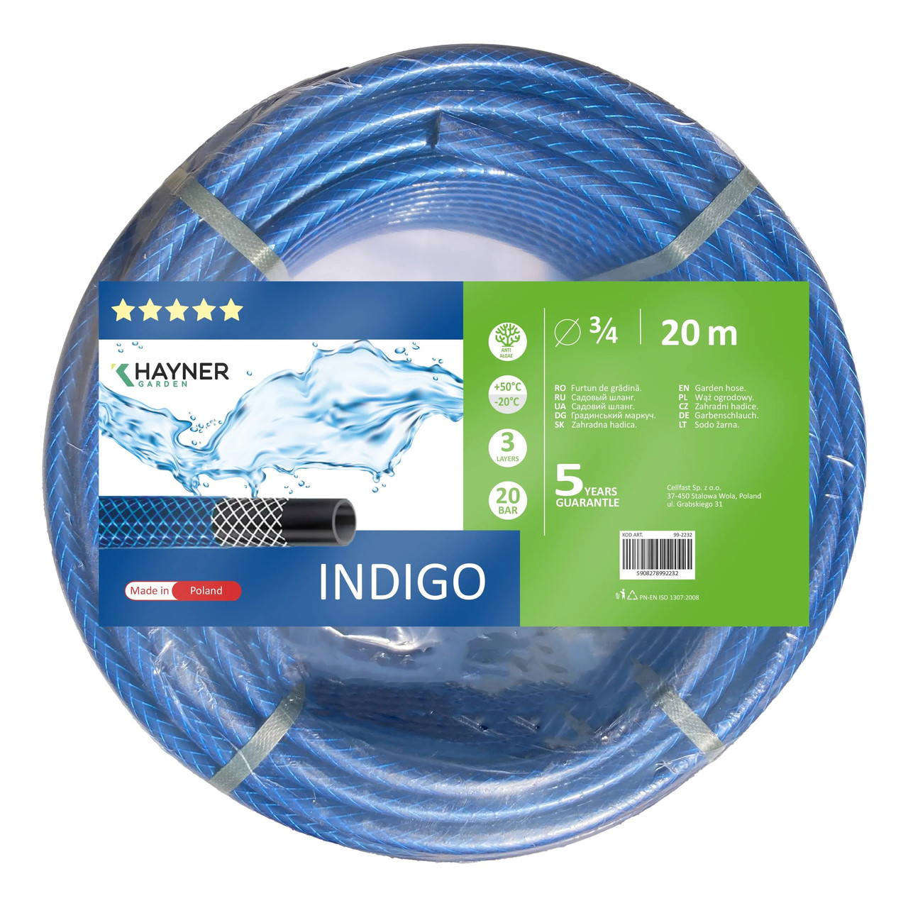 Шланг садовий для поливу 3/4" Khayner Garden Indigo 20 м Blue