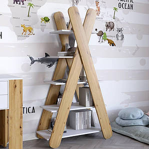 Стелаж відкритий із 5 полицями LION Інді Німфея Альба/Дуб Артизан (LION-041599)