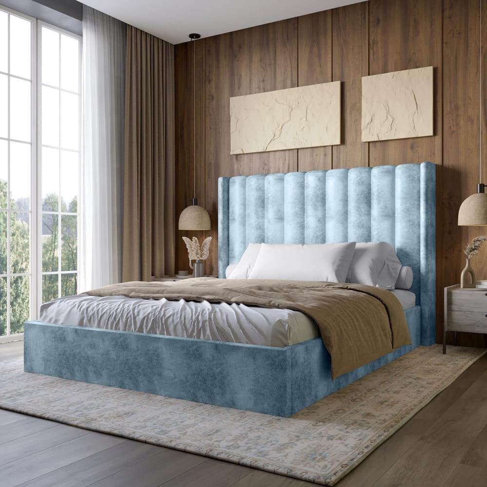 Двоспальне ліжко LION Ніно 180x200 см SILK 501 Небесно-блакитний (LION-041397)