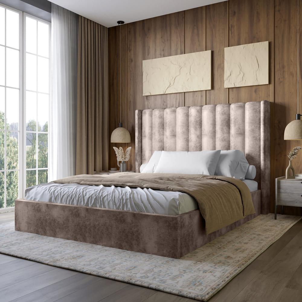 Двоспальне ліжко LION Ніно 160x200 см SILK 105 Шоколадний (LION-045040)