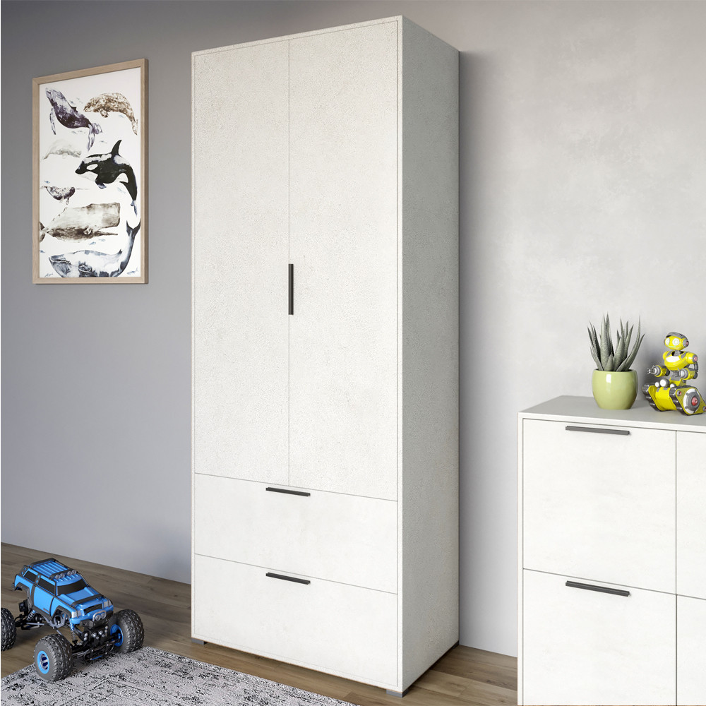 Шафа розпашна дводверна LION Краш з 2 шухлядами Бетон style (LION-044007), фото 1
