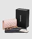 Жіноча брендова сумка Шанель Chanel Classic Wallet on Chain Pink/Gold, фото 4