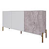Комод закритий у вітальню на золотих металевих ніжках LION Грей 154x38x76,5 см Німфея Альба (білий)/Камінь (LION-041859), фото 2