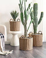 Набір з 3 квіткових горщиків PENDULA з техноротангу 33/37/45 см Натуральний