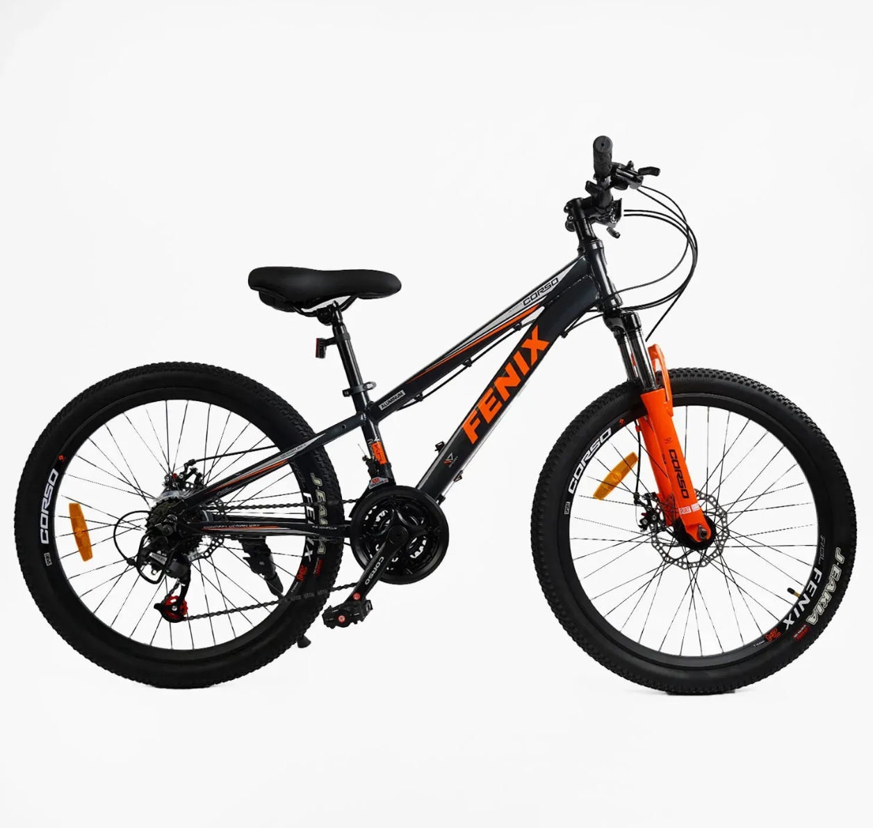 Велоcипед Спортивний Corso «FENIX» 24" дюймів, чорно-помаранчевий, фото 1