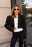 Жіночий укорочений жакет об'ємного крою з відкладним коміром (р 42-46) 509570, фото 2