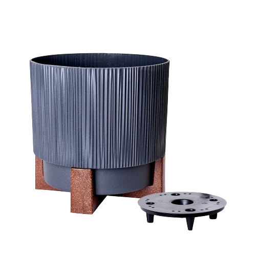 Вазон Осло зі вставкою та декоративною підставкою 30см граніт Алеана, фото 1