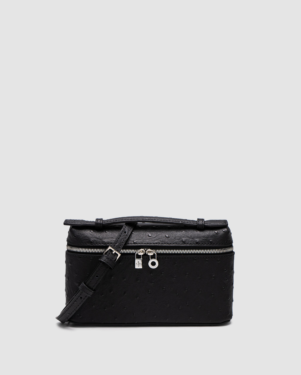 Жіноча брендова сумка Loro Piana Loro Piana Extra Bag 19 Ostrich Leather Black