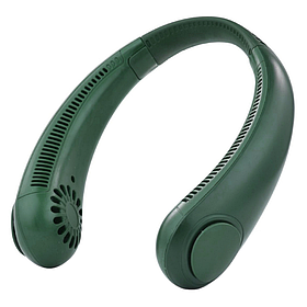Безлопатевий вентилятор на шию акумуляторний Neck Fan Cooler X5 Green
