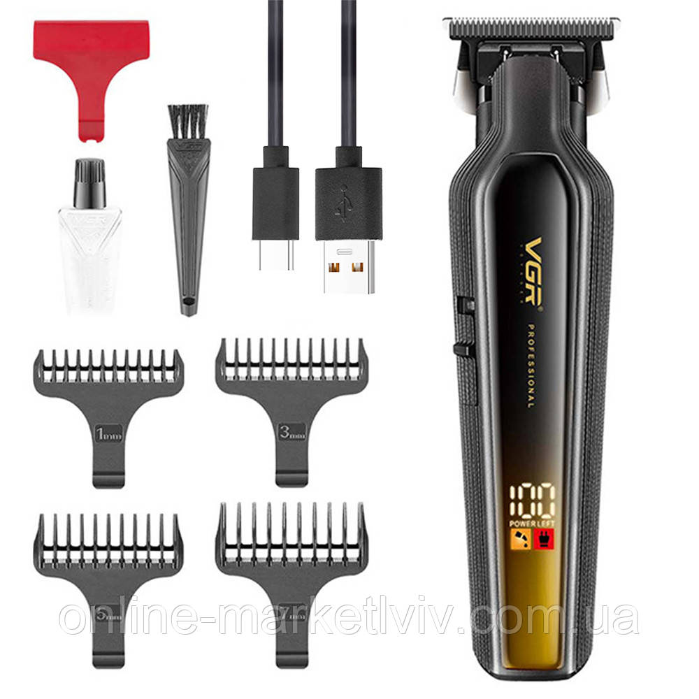 Акумуляторна машинка для стрижки волосся + 4 насадки, від USB / Чоловічий триммер для стрижки, фото 1