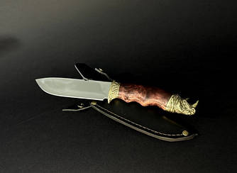 Ніж кухонний подарунковий для полювання "Носоріг" у шкіряному чохлі | Подарунок чоловікові