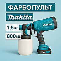 Акб краскопульт з регулюванням ширини Макіта для професійних робіт та швидкого очищення фарби