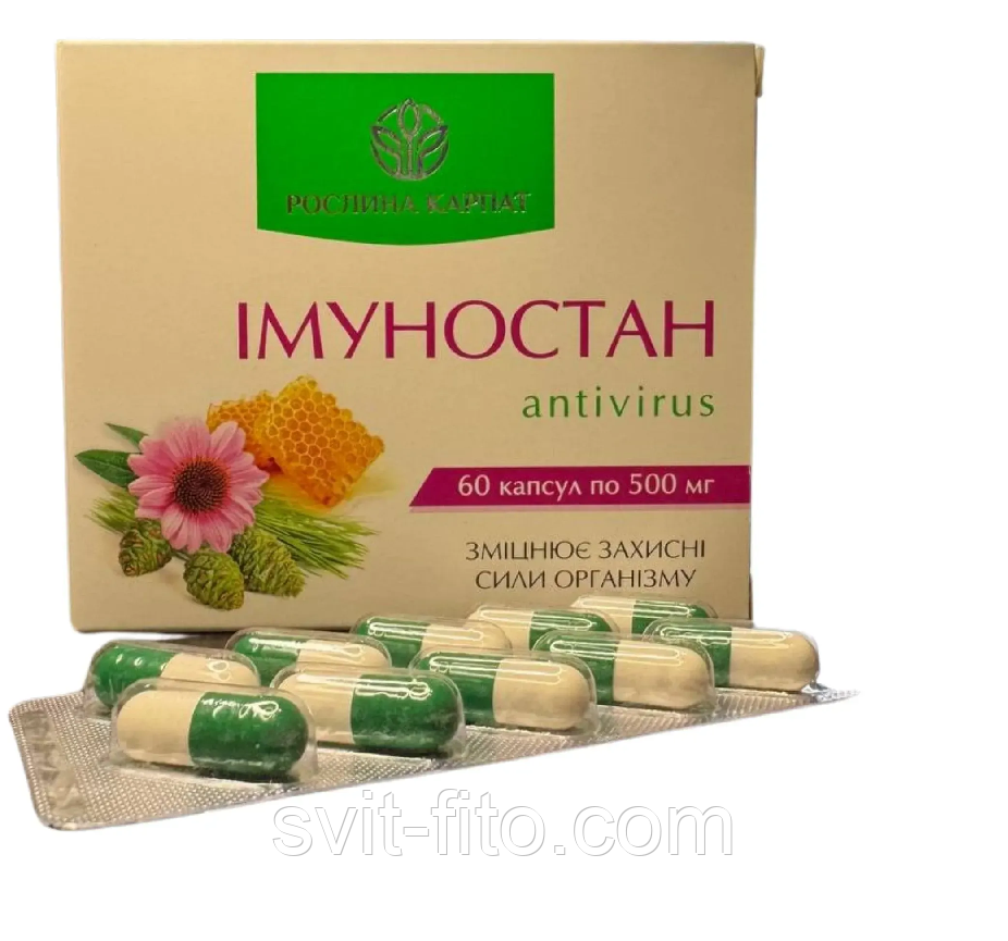 Імуностан-antivirus 500мг 60 кап Рослини Карпат, фото 1