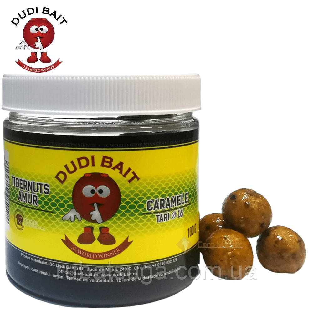 Насадочні бойли в діпі Dudi Bait Tigernuts Amur Caramele Tari 16мм (DBH43), фото 1