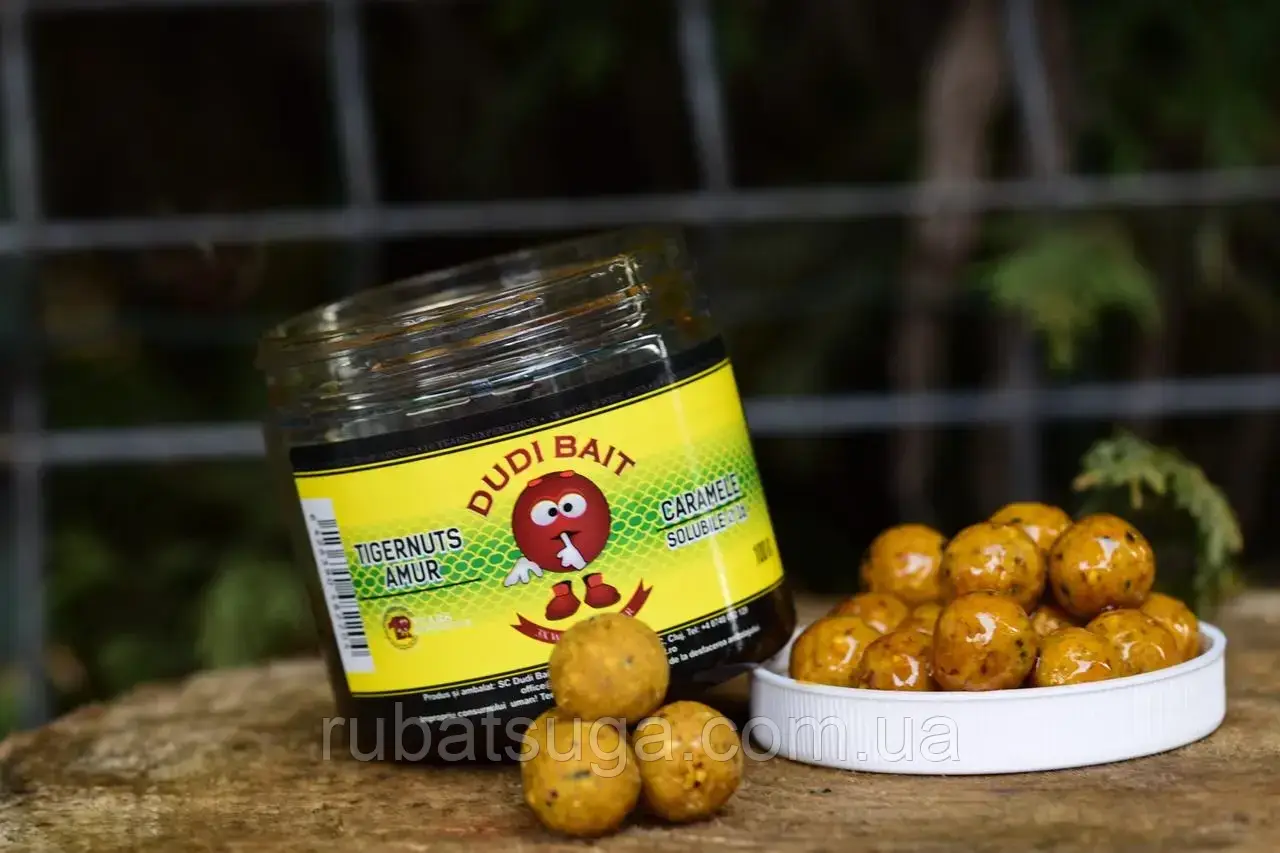 Насадочні бойли в діпі Dudi Bait Tigernuts Amur Caramele SOLUBLE 20мм (DBH43), фото 1