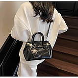 Жіноча сумка 1091 крос-боді на ремінці велика чорна, фото 6