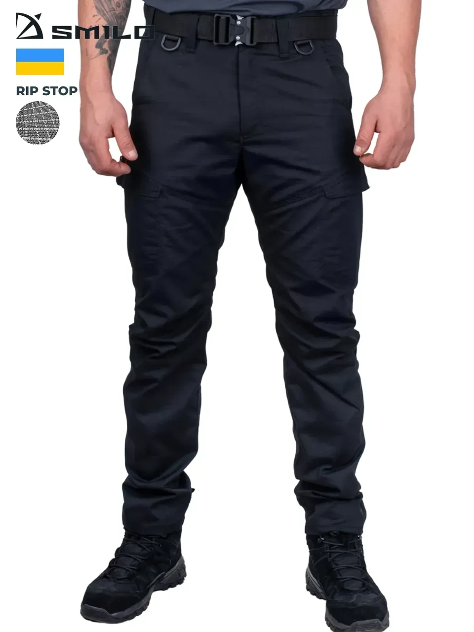 Тактичні штани SMILO cargo rip–stop black чорні, фото 1