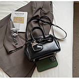 Жіноча сумка 1091 крос-боді на ремінці велика чорна, фото 4