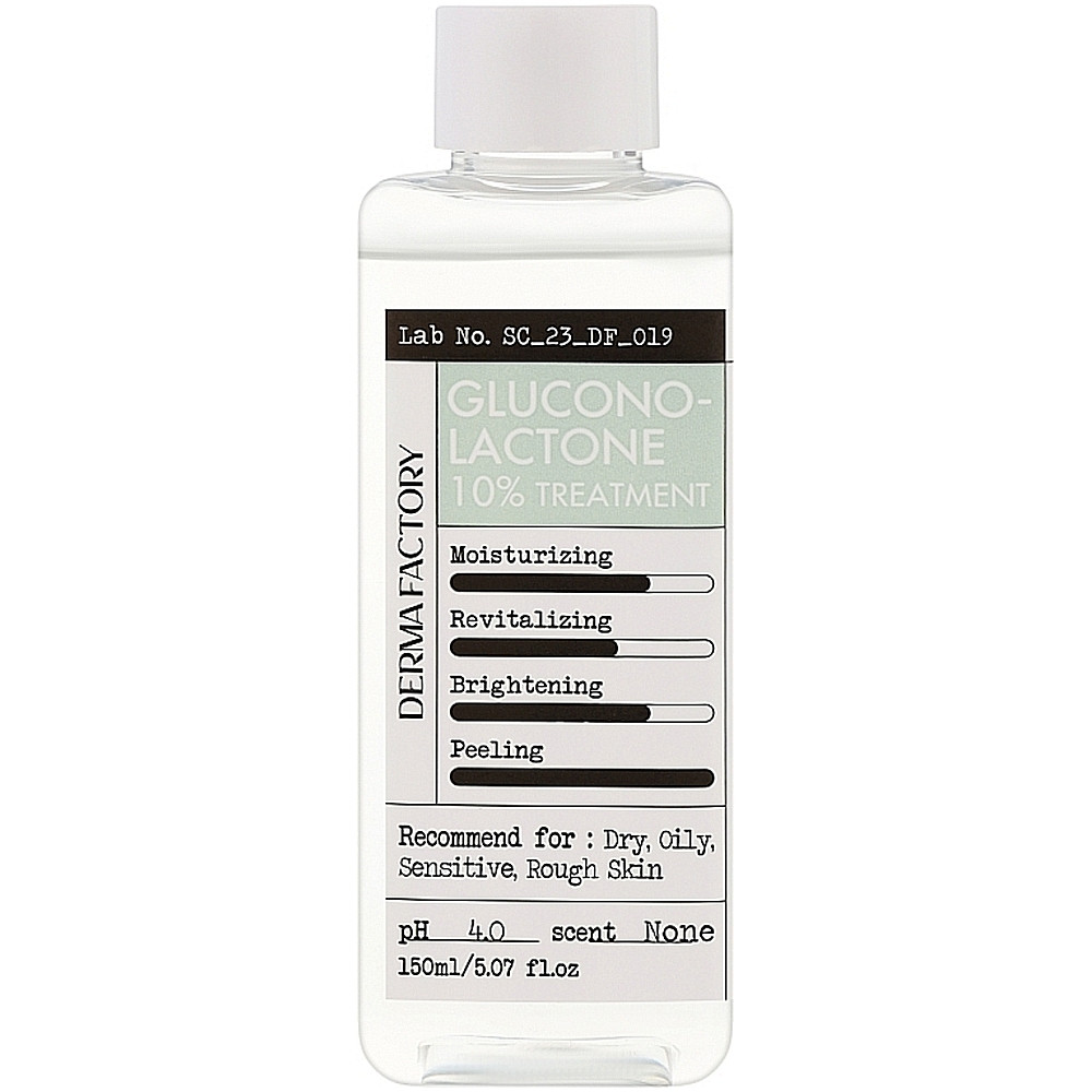 Зволожувальний пілінг-тонер з 10% РНА-кислоти Derma Factory 10% Gluconolactone Treatment 150ml, фото 1