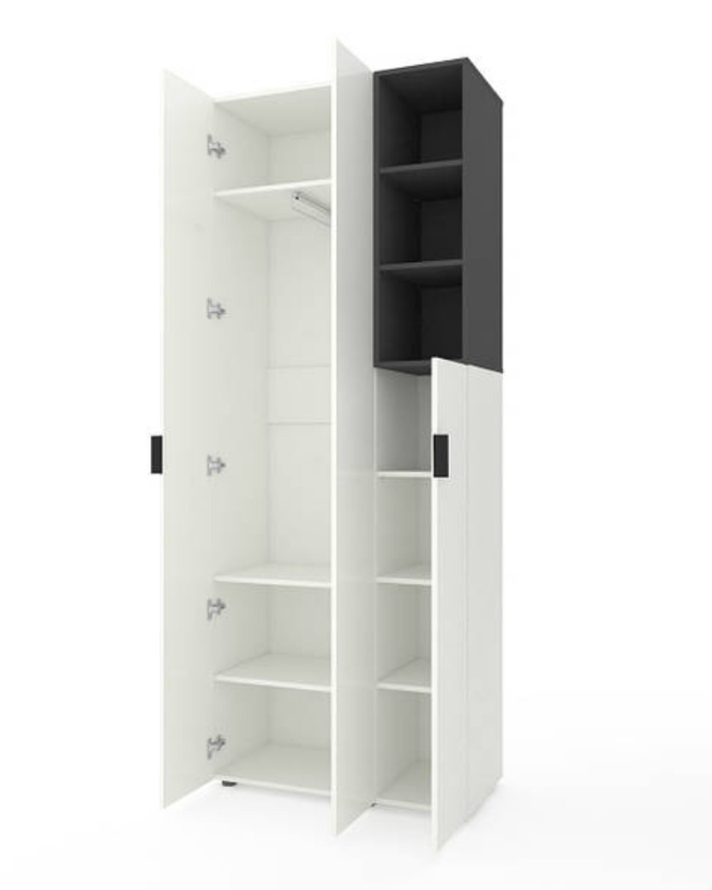 Шафа Home A003R 900х420х2300 ЛДСП Білий Сніг - Антрацит, фото 1