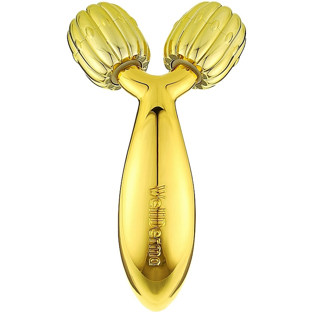 Компактний роликовий масажер для підтяжки обличчя Wellderma Face Lifting Compact Roller Gold 1 шт, фото 1
