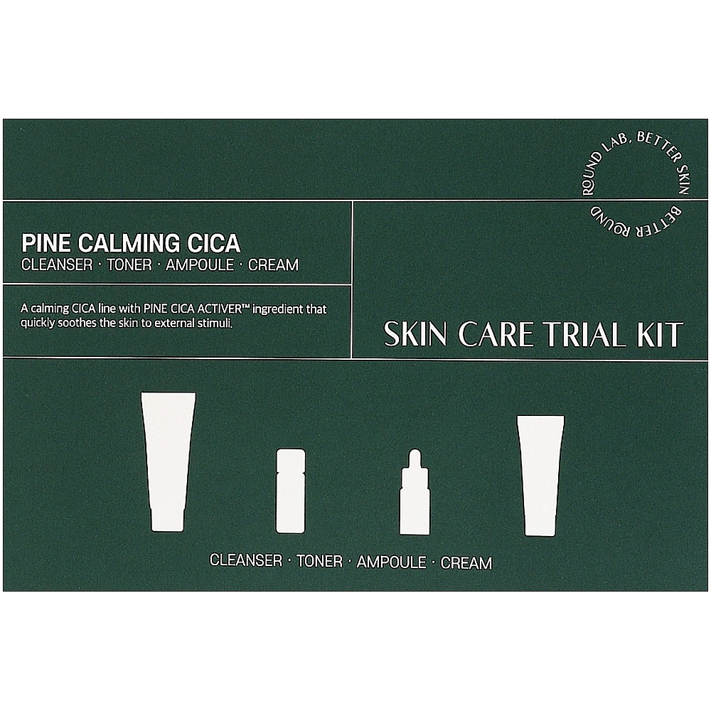 Набір засобів з екстрактом голок сосни Round Lab Pine Calming Cica Trial Kit(30ml +20ml +10ml +20ml)