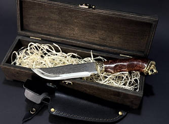 Ніж кухонний мисливський "Лев" у дерев'яному кейсі | Оригінальний подарунок