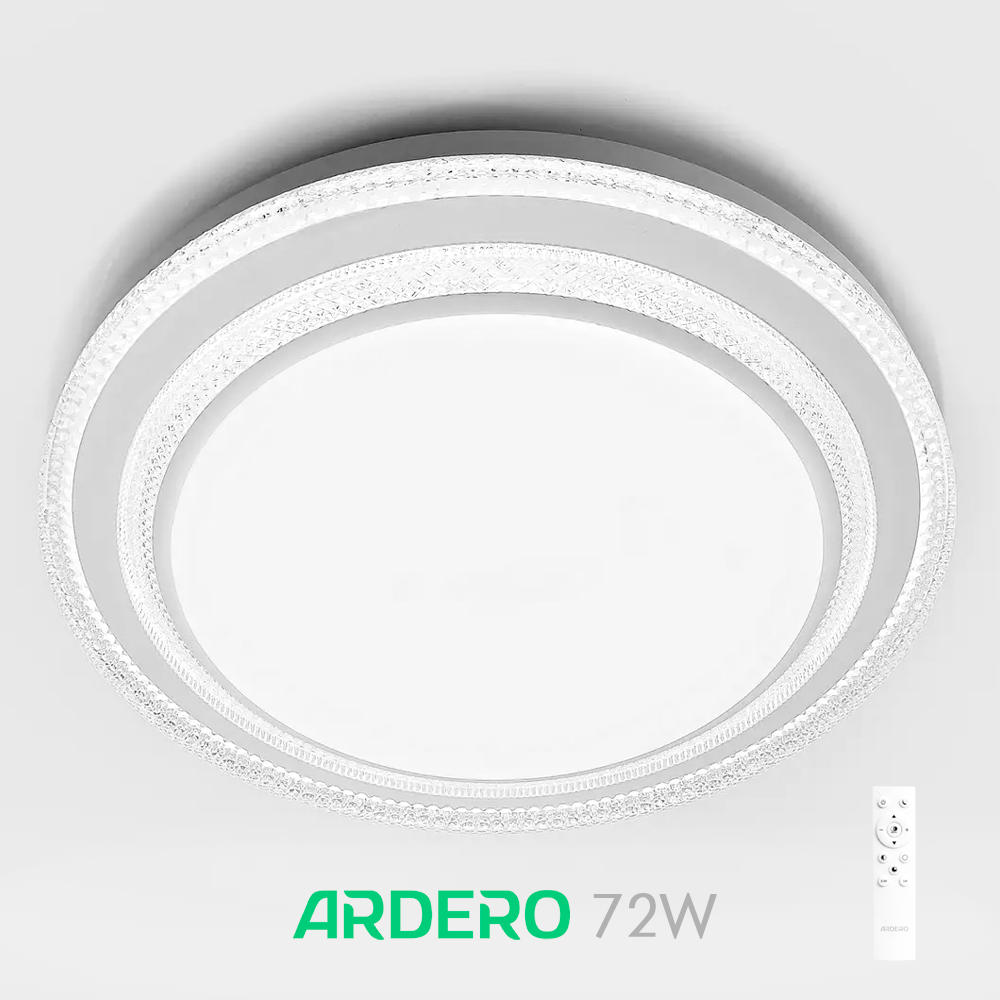 Світлодіодна люстра CRISTAL 72W AL6060 ARD біла Ardero 2700-6500К 5040Lm LED світильник з пультом ДУ Ø500х100мм
