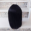Перука пряма з натурального волосся з проділом чорний ASOLE HH14"-1B, фото 3